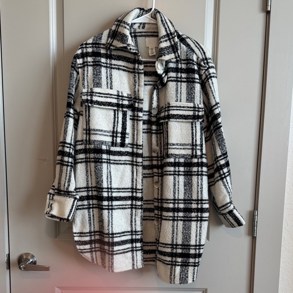H&M Black and White Checkered Jacket
